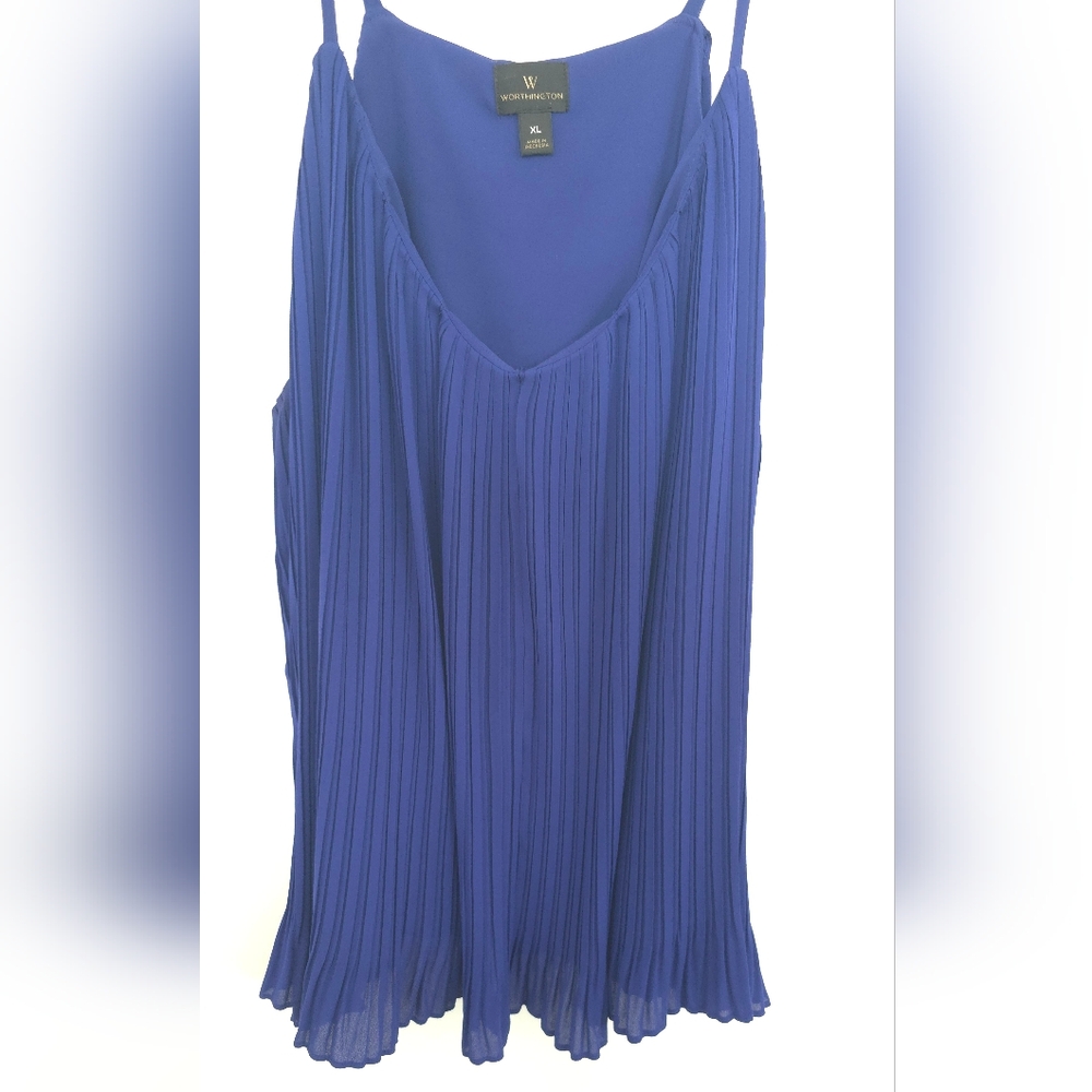 Women’s Pleated V-Neck Tank Top - Blue